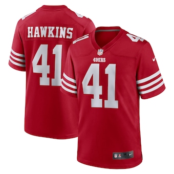 mens nike tayler hawkins scarlet san francisco 49ers game pl